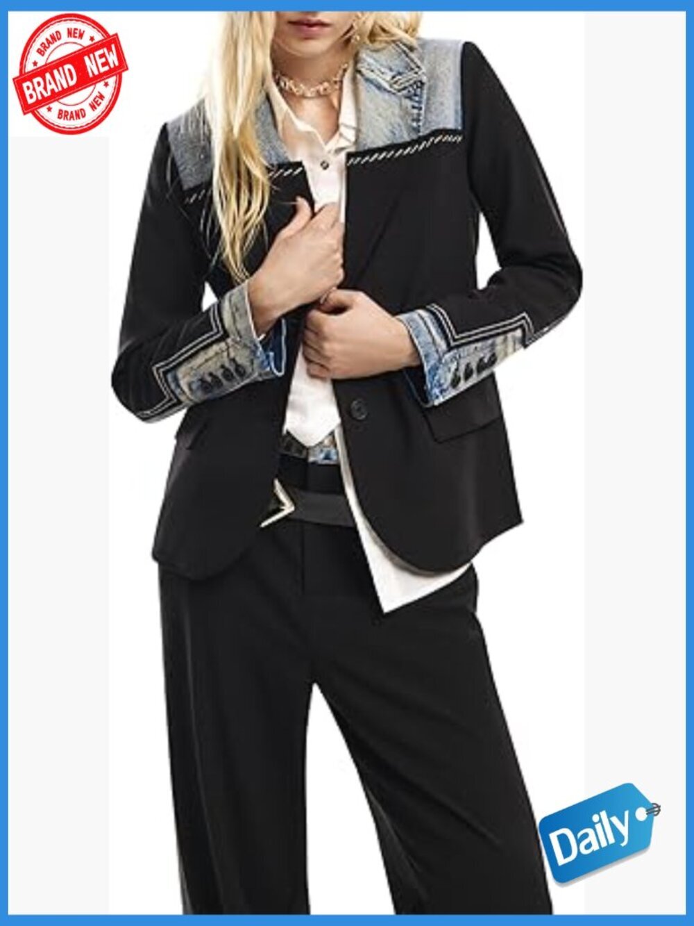 Women's Blazer Long Sleeve Button Closure Polyester Viscose Blend Machine
